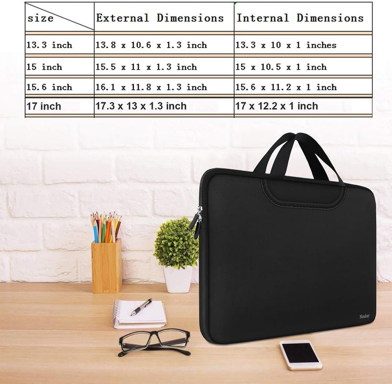 Naukay Laptop Sleeve Bag 15.6 Inch, Durable Traveling Briefcase Handle Bag & with Extra Pockets, Computer Protective Case Compatible for 15 15.6 inch HP, Dell, Acer, Asus, Black - Image 5